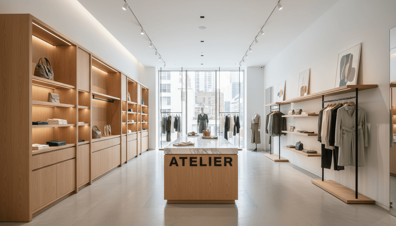 Modern retail store interior with custom cabinetry