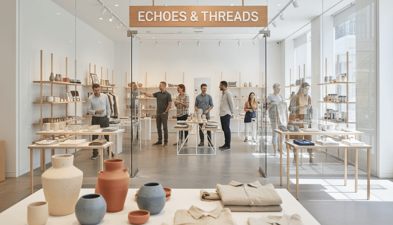 Custom wooden display cabinets in a modern retail store