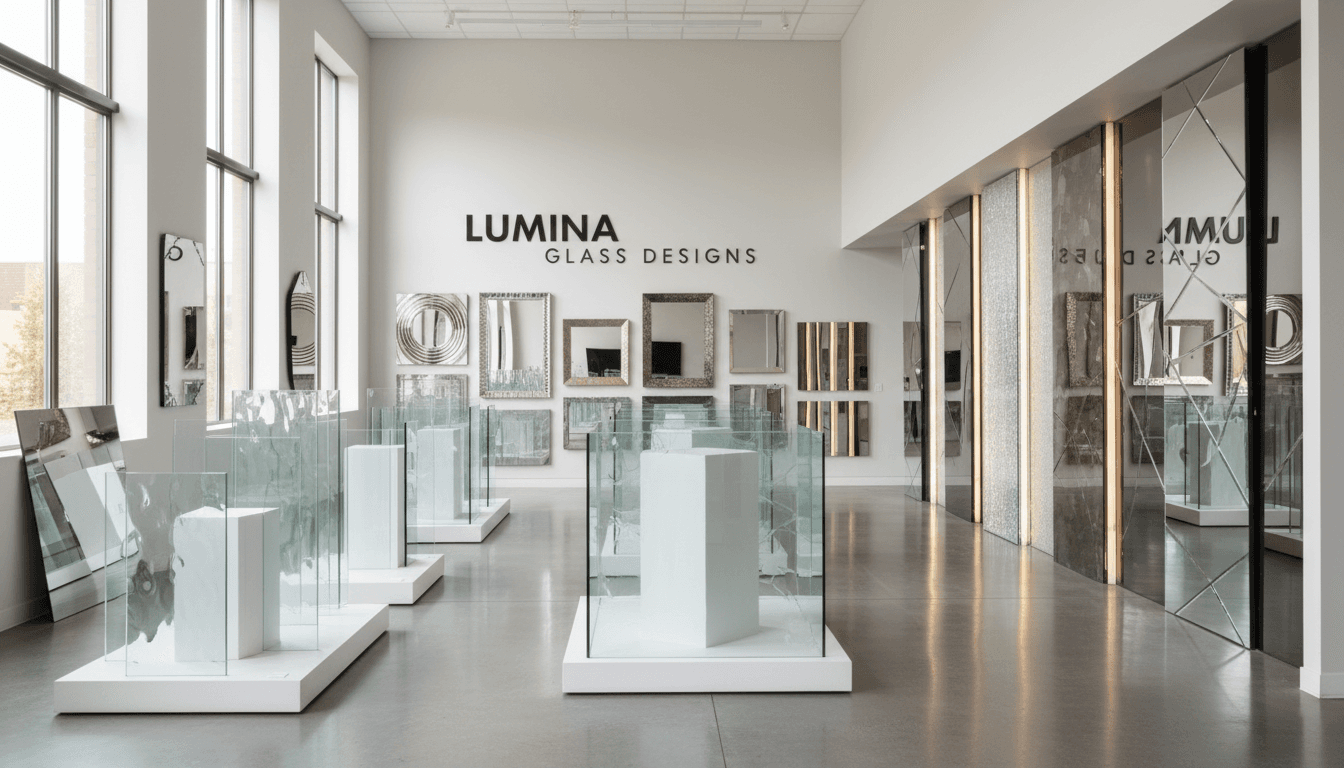 Glass-front display case in a boutique retail space
